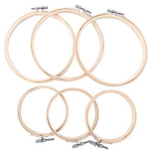 Naliovker クロスステッチツール 刺繍フープ プレミアム ラウンド バンブーフープキット 調整可能な木製サークルセット 4インチの