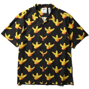 SALE【MARK GONZALES/マークゴンザレス】PRINTED OPEN COLLAR SHIRT(BLACK GONBATO)ストリート ファッション　ビッグサイズ　大きいサイズ プリントシャツ　