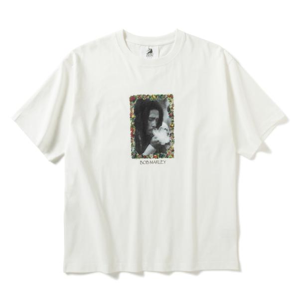 ZION ROOTSWEAR　MARLEY FLOWER FLAME TEE（WHITE)　ボブマー...