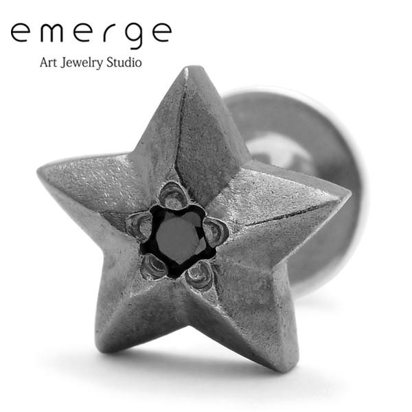 emerge エマージュ　スタースタッドピアスBK　ブラックキュービックジルコニア　SeP-9BK