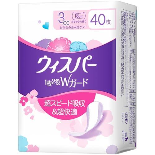 ウィスパー 1枚2役Wガード 3cc 40枚 さわやかな香り 吸水ナプキン 尿漏れパッド 女性用おり...