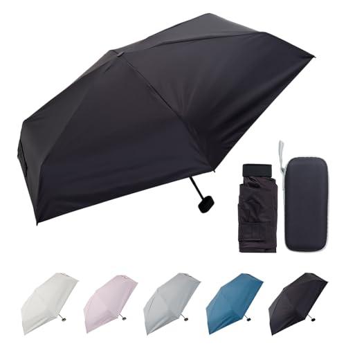 UVカット晴雨兼用折畳傘ブラック コンパクト ケース付き 持ち運びに便利