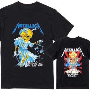 METALLICA メタリカ Tシャツ 半袖 黒 ヘヴィメタ ヘビメタ バンド ロック プリント ストリート 厚め しっかり生地 ゆったり 大きめサイズ