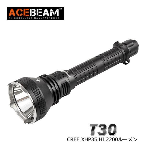 ACEBEAM T30 LEDハンディライトエースビーム ブラック 充電式 防水IPX8 釣り爆光 ...