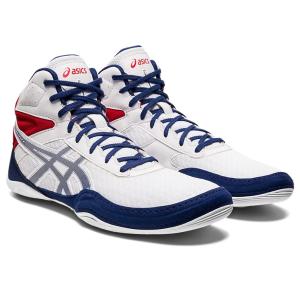 再入荷 asics アシックス レスリングシューズ MATFLEX 6 ホワイト×ディープオーシャン 1081A021-100 店舗在庫 2022秋冬｜blanc-roche