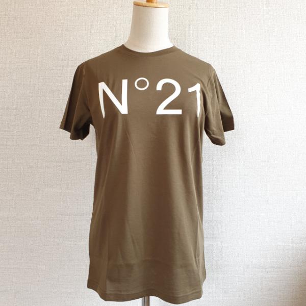 N°21 ヌメロ ヴェントゥーノ ロゴ コットン Tシャツ キッズ 14Y・16Y カーキ N211...