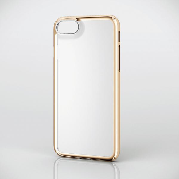 ELECOM iPhone SE(第2世代) iPhone 8 7 シェルカバー ゴールド 装着時に...