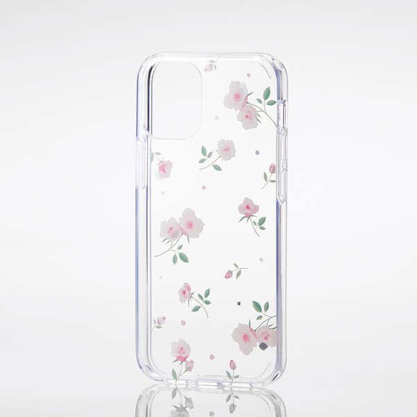 ELECOM iPhone 12 mini ハイブリッド ケース フラワーローズ柄 軽くて丈夫なPC...