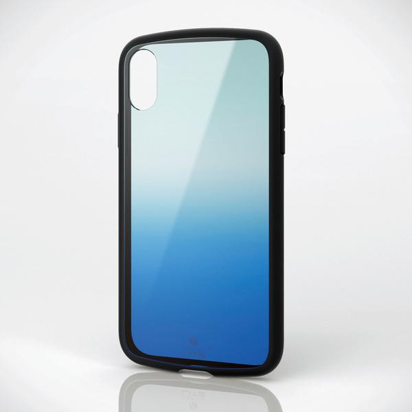 ELECOM iPhone XR TOUGH SLIM LITE クリア エメラルド×ブルー 薄くて...