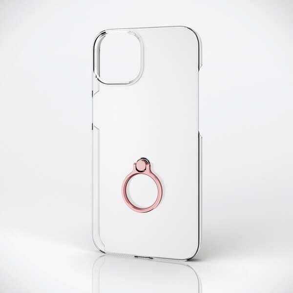 ELECOM iPhone 13 (2眼用) iPhone 13 ハードケース リング付 リング色ピ...