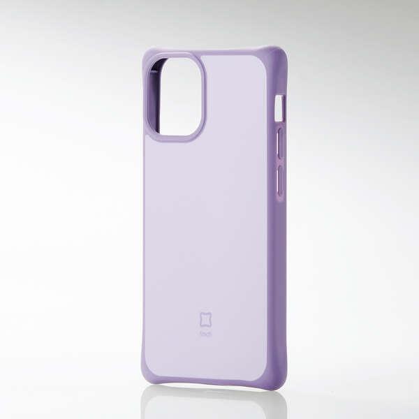 ELECOM iPhone 12 mini ハイブリッドケース すっきりホールド パープル 四隅エア...