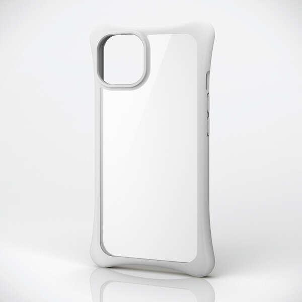 ELECOM iPhone 14/13(2眼)ハイブリッドケース ぴったりホールド クリアホワイト ...