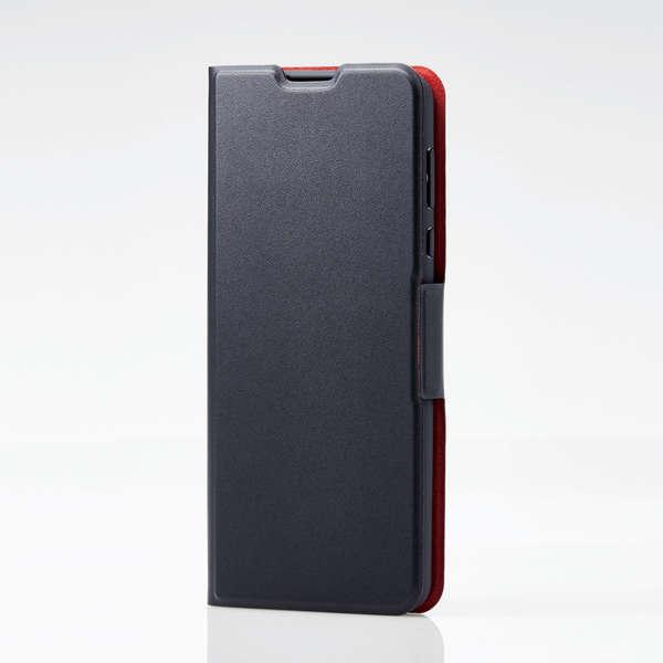 ELECOM AQUOS R5G ソフトレザーケース（手帳型）ブラック 本体の薄さ軽さを損ねない薄型...