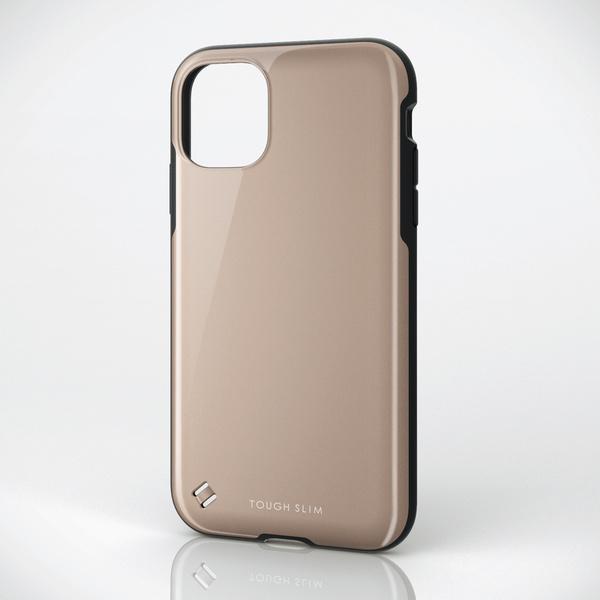 ELECOM iPhone 11 TOUGH SLIM2 ベージュ シリコンストラップ付・ホール付 ...