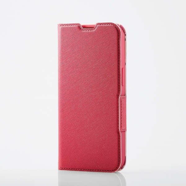 ELECOM iPhone 13 Pro ソフトレザーケース 磁石付 フラワーズ ディープピンク 端...