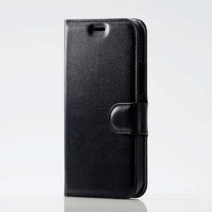 ELECOM iPhone 12 mini レザー ケース UltraSlim 磁石付き ステッチ 抗菌 手帳型 ブラック PM-A20APLFUPVBK｜blankmedia
