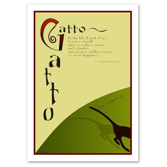 インテリアアートポスター A2サイズ 『Gatto』 猫 風景,景色 おしゃれ Interior A...