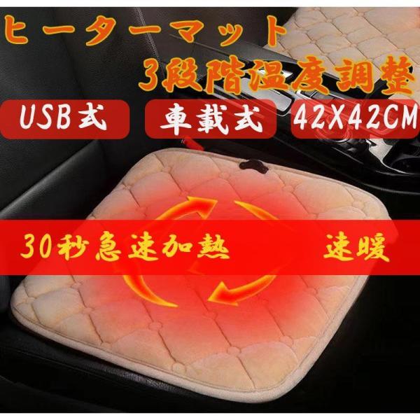 ホットマット ホットカーペット 日本製 温度調節 USB 車載用 ミニ 一人用 42×42cm 座布...
