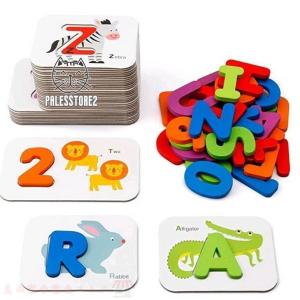 マッチングパズルゲーム モンテッソーリ アルファベットフラッシュカードセット 教育玩具｜blare-store
