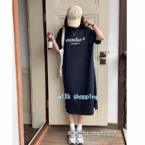 Tシャツワンピース ロングティー レディース ス プルオーバー 半袖 夏服 部屋着 柔らか ストレート 大きいサイズ展開あり M-4XL ロングTシャツ｜blare-store