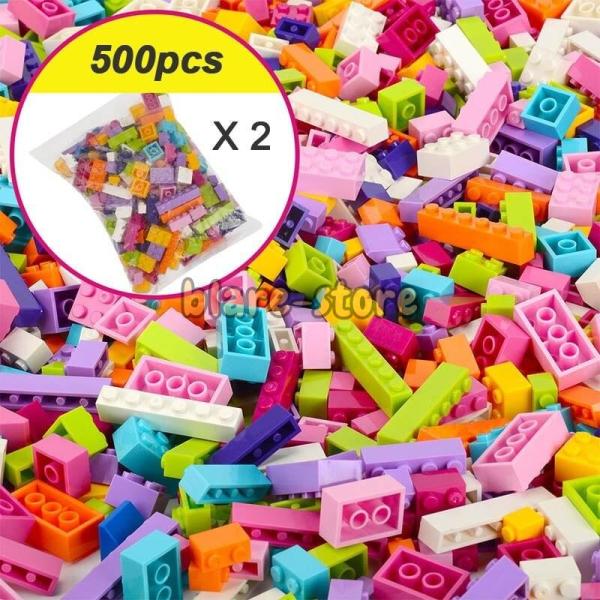 レゴ互換ブロック 500ピース ルンルンキャンディーカラー シンプルな形 約8種類 男の子 女の子 ...