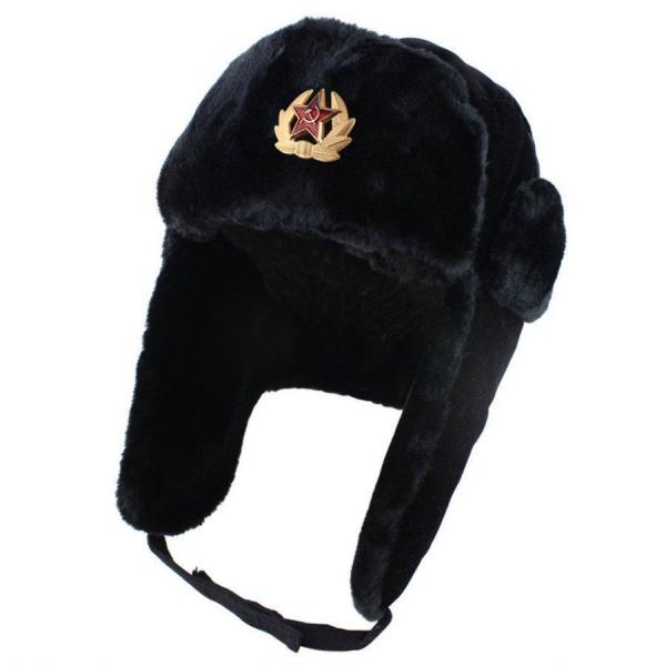 耳当てつき ロシア軍 ソ連軍 ウシャンカ 帽子 メンズ 防寒帽 ファー　プレゼント　誕生日