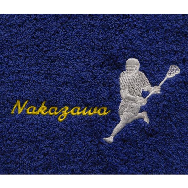 ラクロスとお名前刺繍入り今治フェイスタオル 名入れ 記念品 ギフト 誕生日 プレゼント 卒部 チーム...