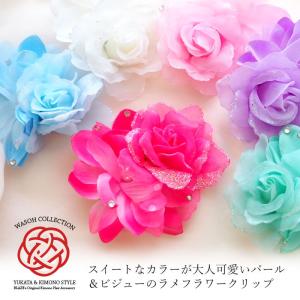 浴衣 髪飾り フラワー クリップ ストーン &...の詳細画像2