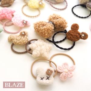 レジン＊うさちゃんフェイス フラワー ヘアゴム⟡.·*. ヘアゴム ふわふわ フェイクファー ポンポン うさちゃん ピンク