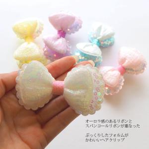 ヘアクリップ スパンコール りぼん ぷっくり ...の詳細画像1