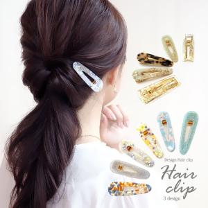 BLAZE ゴールド クリップ ガラス ビーズ ヘアアクセ ヘアクリップ