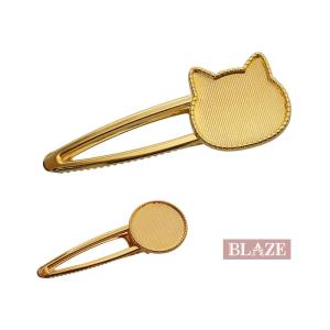 ヘア 金具 台座 付き ヘアクリップ レジン ミール皿 セッティング 土台 ネコ ねこ ゴールド UVレジン ヘアアクセ ヘアアクセサリー ハンドメイド クラフト