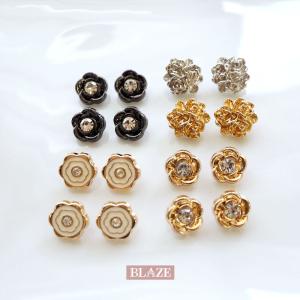 メタル ボタン 9mm 12mm ミニ フラワー ゴールド ホワイト ブラック 金属ボタン BLAZE ハンドメイド クラフト パーツ 商用利用可能 付け替え 花