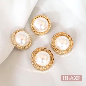 2個セット メタルボタン センターパール 25mm 20mm ゴールド