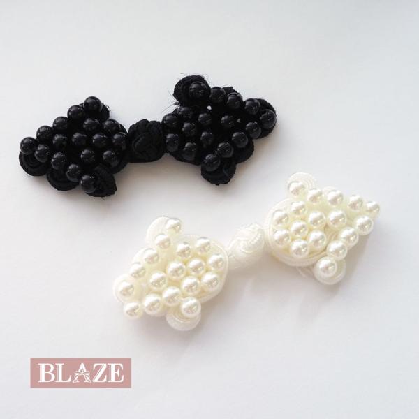 チャイナボタン パール ビーズ 全長約80mm 3色 飾りボタン 商用利用可能 ハンドメイド 手芸 ...