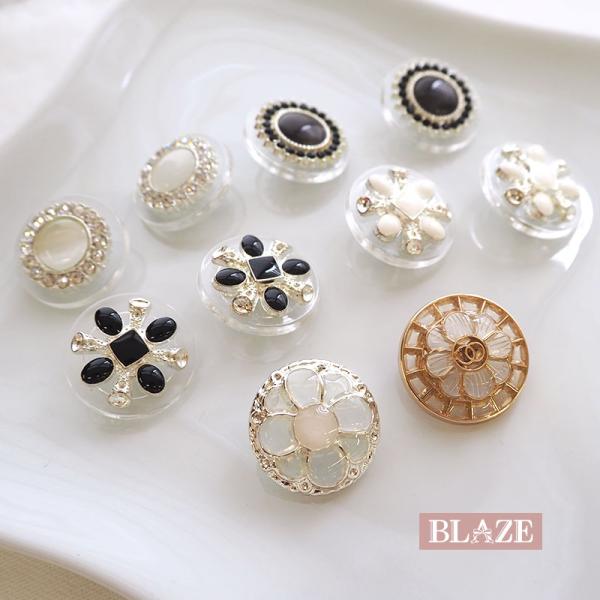 メタルボタン 22mm 23mm フラワー カラー ビジュー 飾りボタン ハンドメイド 手芸 洋裁 ...