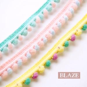 100cmカット 1.3cm幅 ポンポンレース ポンポンテープ ブレード ミックスカラー ぼん天 BLAZE ハンドメイド クラフト 手芸 商用利用可能 アレンジ リメイク｜BLAZE ブレイズ