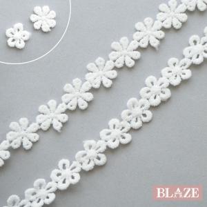 100cmカット ケミカルレース 白 フラワー 約13・15mm幅 BLAZE ハンドメイド クラフト 手芸 商用利用可能 レース 袖 襟 リボン テープ 材料 衣装