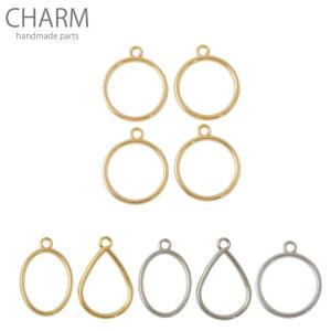 空枠 ミニ スタンダード 4個セット BLAZE チャーム ゴールド アクセサリー パーツ フレーム 商用利用可能 カン付き 素材 メタル 手芸 ハンドメイド レジン