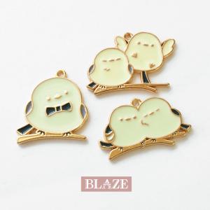エポチャーム シマエナガ とまり木 カン付き 金属チャーム アクセサリー ゴールド 材料 商用利用可能 ハンドメイド クラフト 手芸 DIY BLAZE 小物