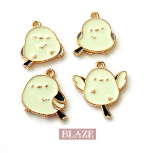 2個入り エポチャーム シマエナガ カン付き 金属チャーム アクセサリー ゴールド 材料 商用利用可能 ハンドメイド クラフト 手芸 DIY BLAZE 小物