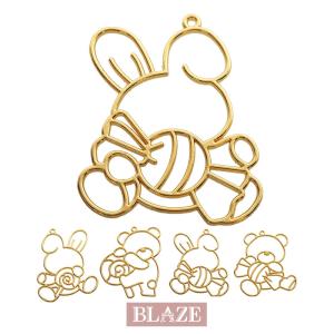 空枠 アニマル キャンディ ゴールド 全4種 BLAZE 商用利用可 カン付き チャーム 金属 メタル 素材 材料 ハンドメイド クラフト 手作り 手芸 レジン枠 フレーム｜blaze-japan