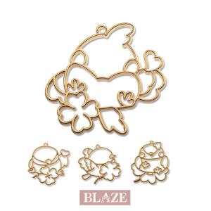 空枠 とり クローバー ゴールド 全4種 BLAZE 商用利用可 カンあり レジン セッティング オリジナルデザイン フレーム ハンドメイド｜blaze-japan