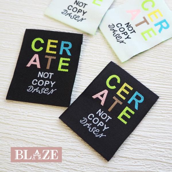 2枚入り ハンドメイド用 刺繍タグ CERATE ネームタグ 2枚セット 英字 黒 BLAZE ハン...