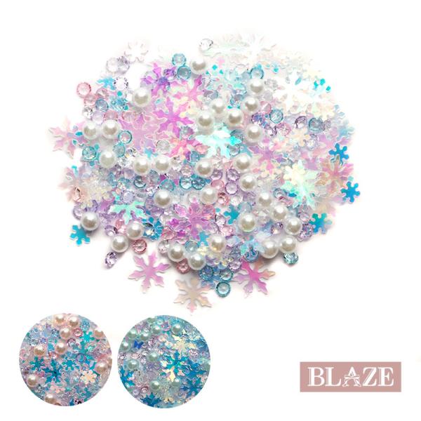 約3g 封入パーツ 雪の結晶 クリアオーロラ BLAZE  商用利用可 レジン 封入ハンドメイド ク...