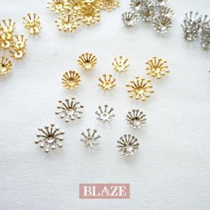 10個セット メタル パーツ フラワー 芯 ゴールド シルバー BLAZE ハンドメイド クラフト 手芸 手作り 材料 アクセサリー パーツ