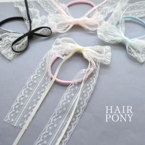ヘアゴム リボン ポニー スノークリスタル オーガンジーりぼん