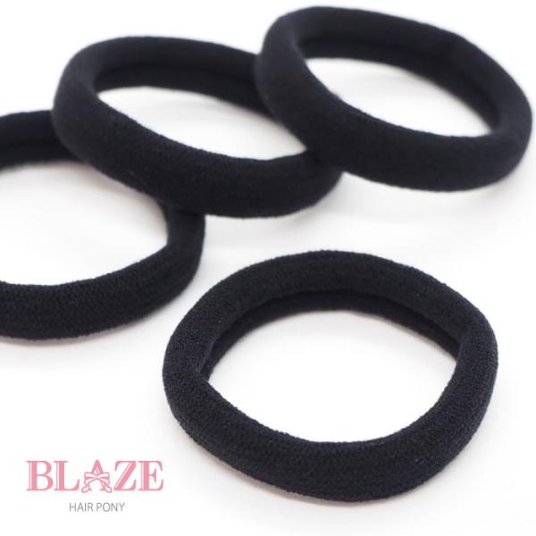 ウォッシャブル リング ゴム 4個セット ブラック 黒 BLAZE アクセサリー シンプル ヘアゴム...