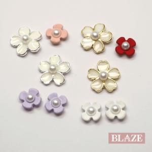 BLAZE フラワー カボション メタル ビジュー パール シェル フラワー