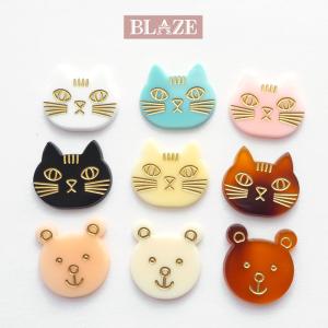 猫のカボション☆6個 z57 ピンク/ネコ/動物/ボタン/カボション BLAZE ガラス カボション ねこ 大 ハンドメイド 猫 アクセサリー